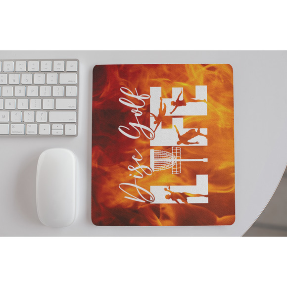 Disc Golf Life Mouse Pad Orange Flames Gaming Desk Mat Custom Gift - Picture 3 of 3
